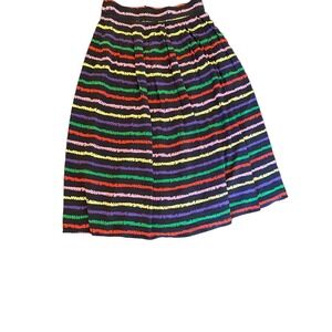 Tara Jarmon Silk Blend Multicolor Rainbow Striped Midi Skirt Size 38